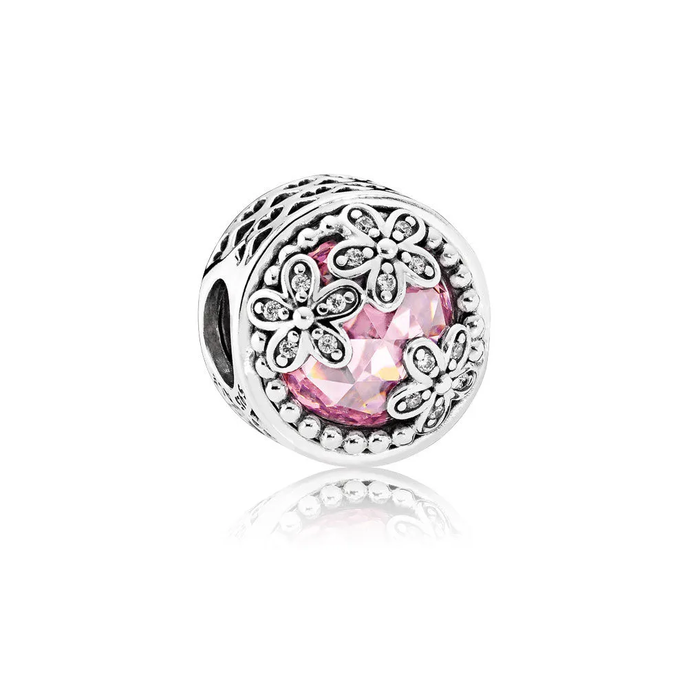 pandora dazzling daisy meadow pink clear cz charm 792055pcz