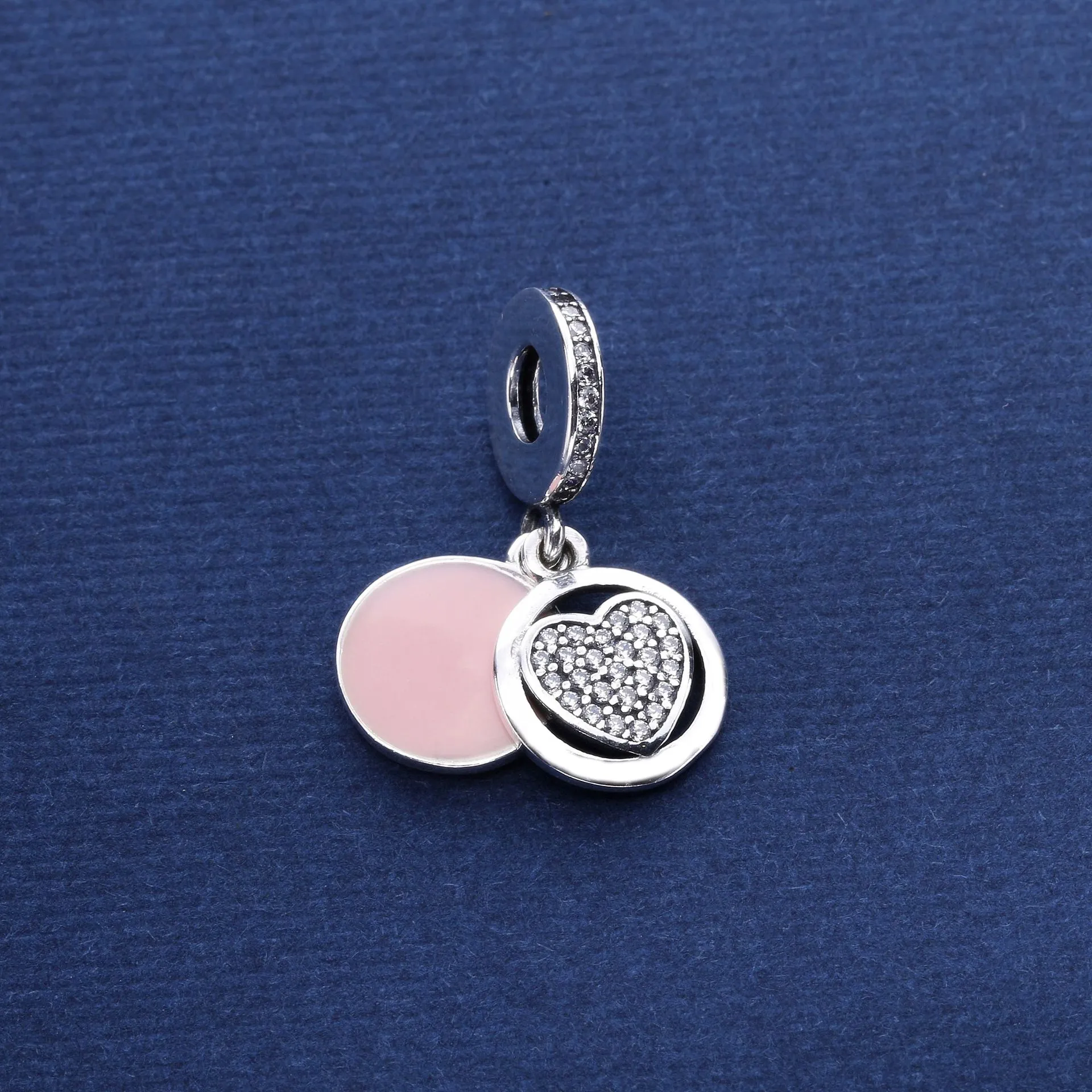 PANDORA Devoted Heart, Pink Enamel Clear CZ Dangle Charm - 792149EN24