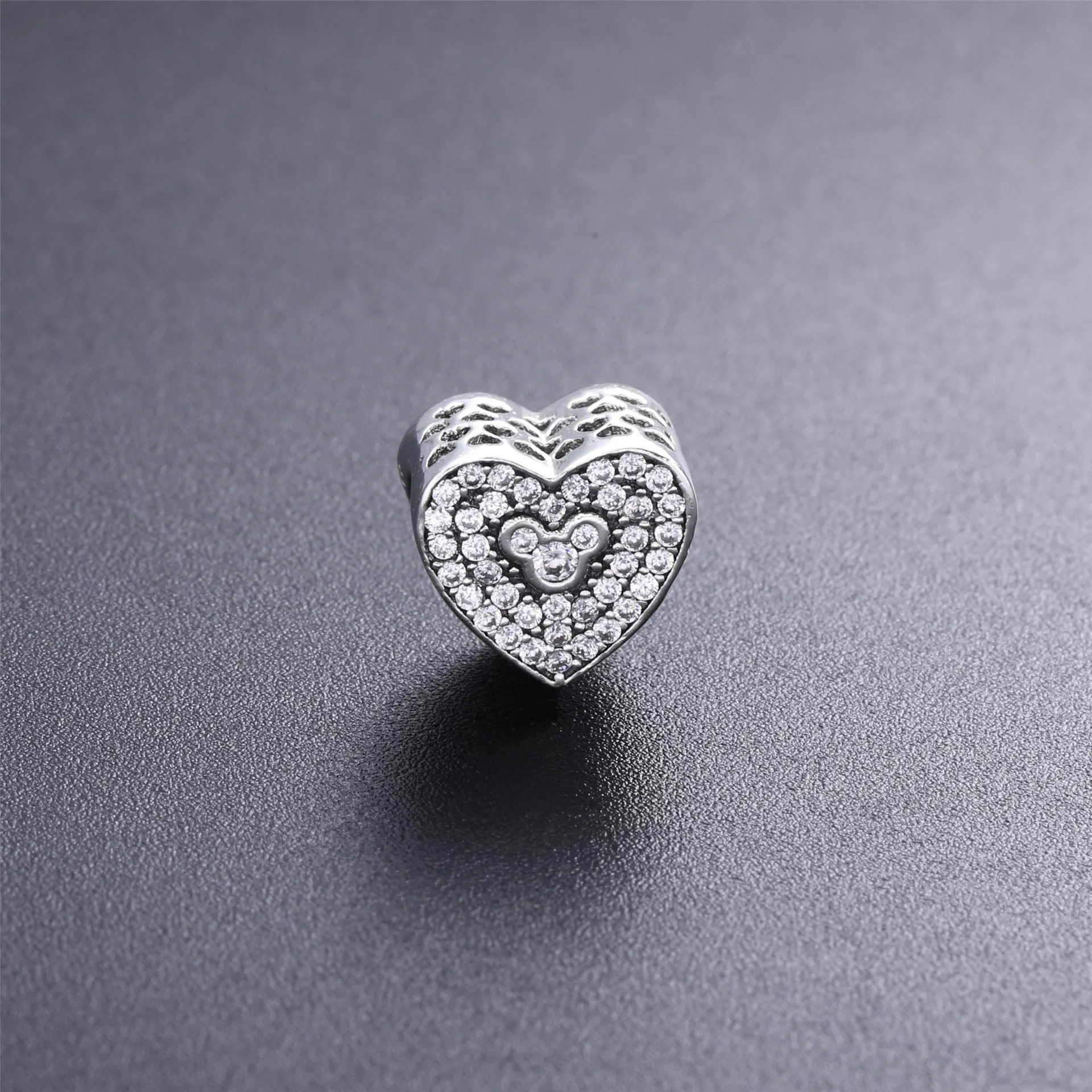 PANDORA Disney, Mickey & Minnie Sparkling Heart Charm - 792049CZ