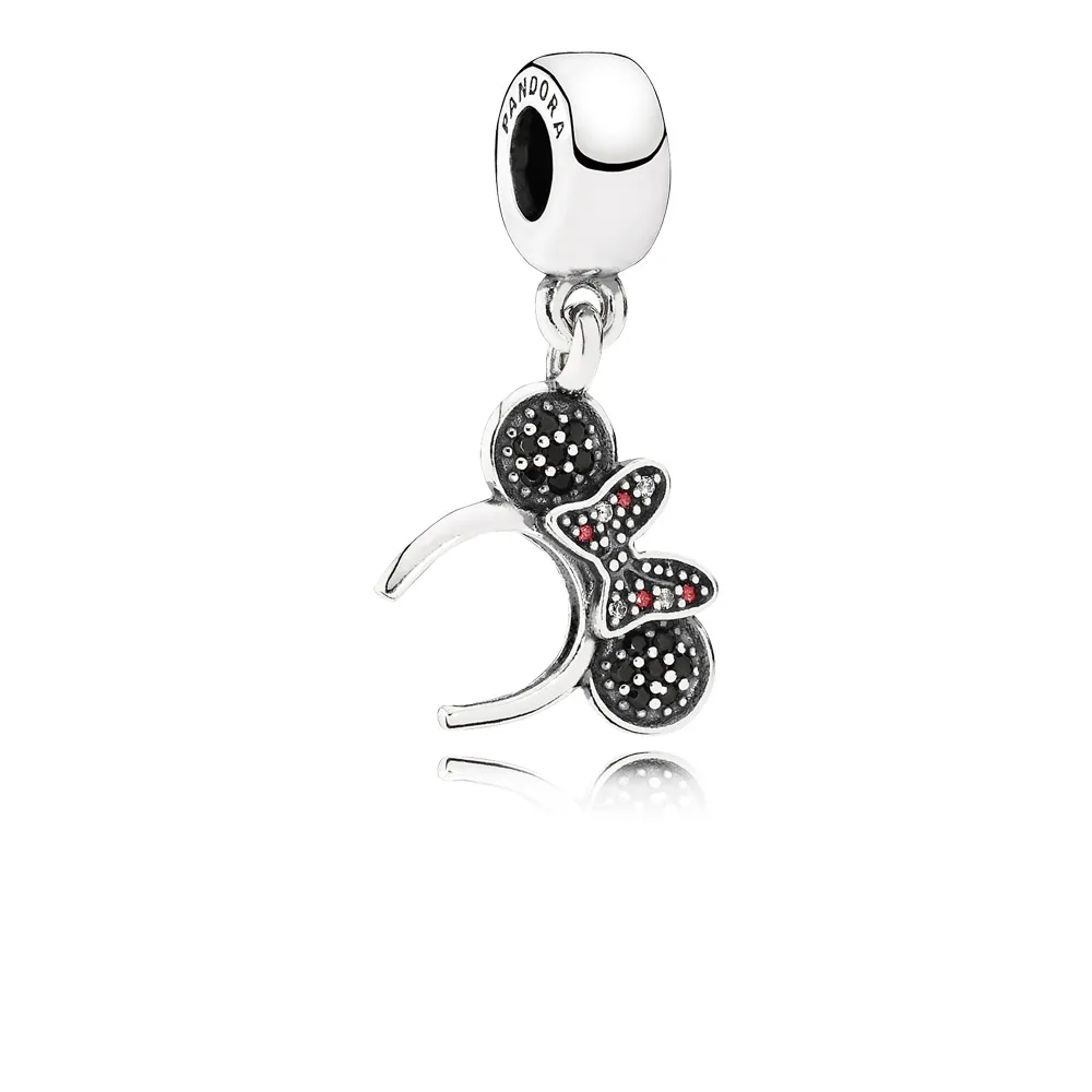 pandora disney minnie headband silver dangle with black crystal pandor