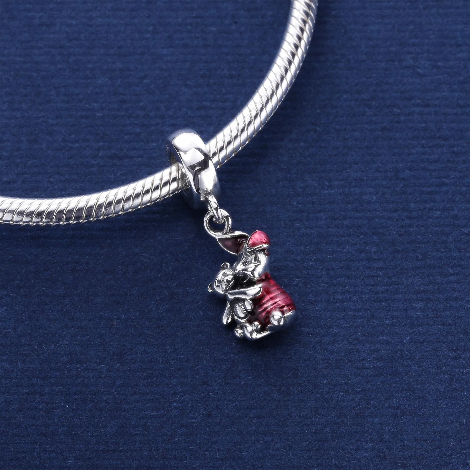 PANDORA Disney Piglet Transparent Cerise Enamel Dangle Charm - 792134EN117