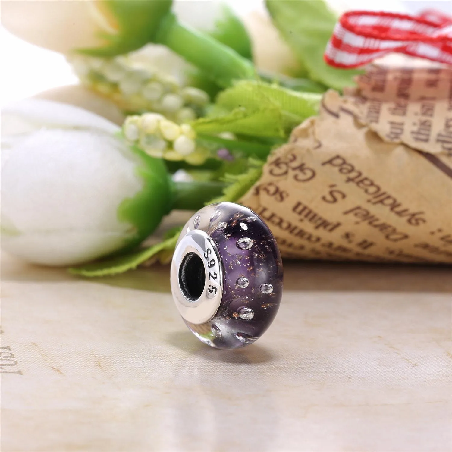 PANDORA Effervescence Charm, Murano Glass & Clear CZ - PL00064-1