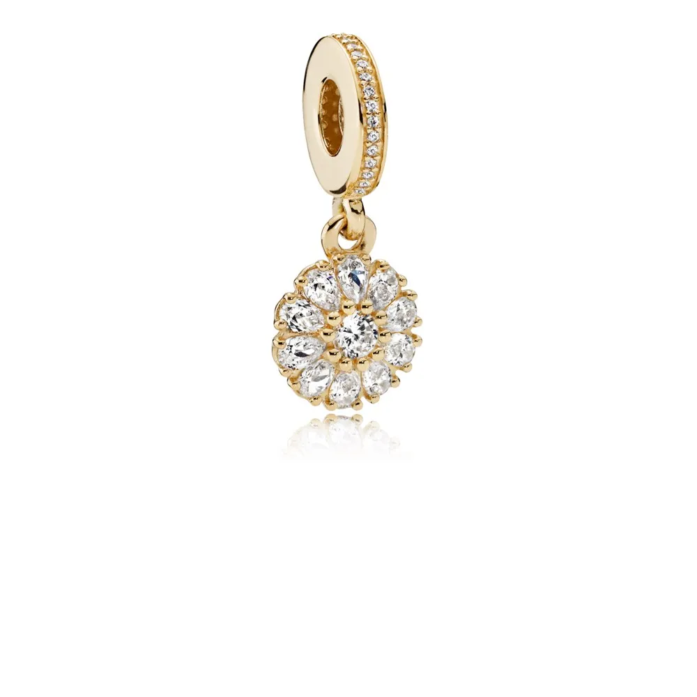 PANDORA Embellished Floral Dangle Charm, 14K Gold Clear CZ - 751002CZ