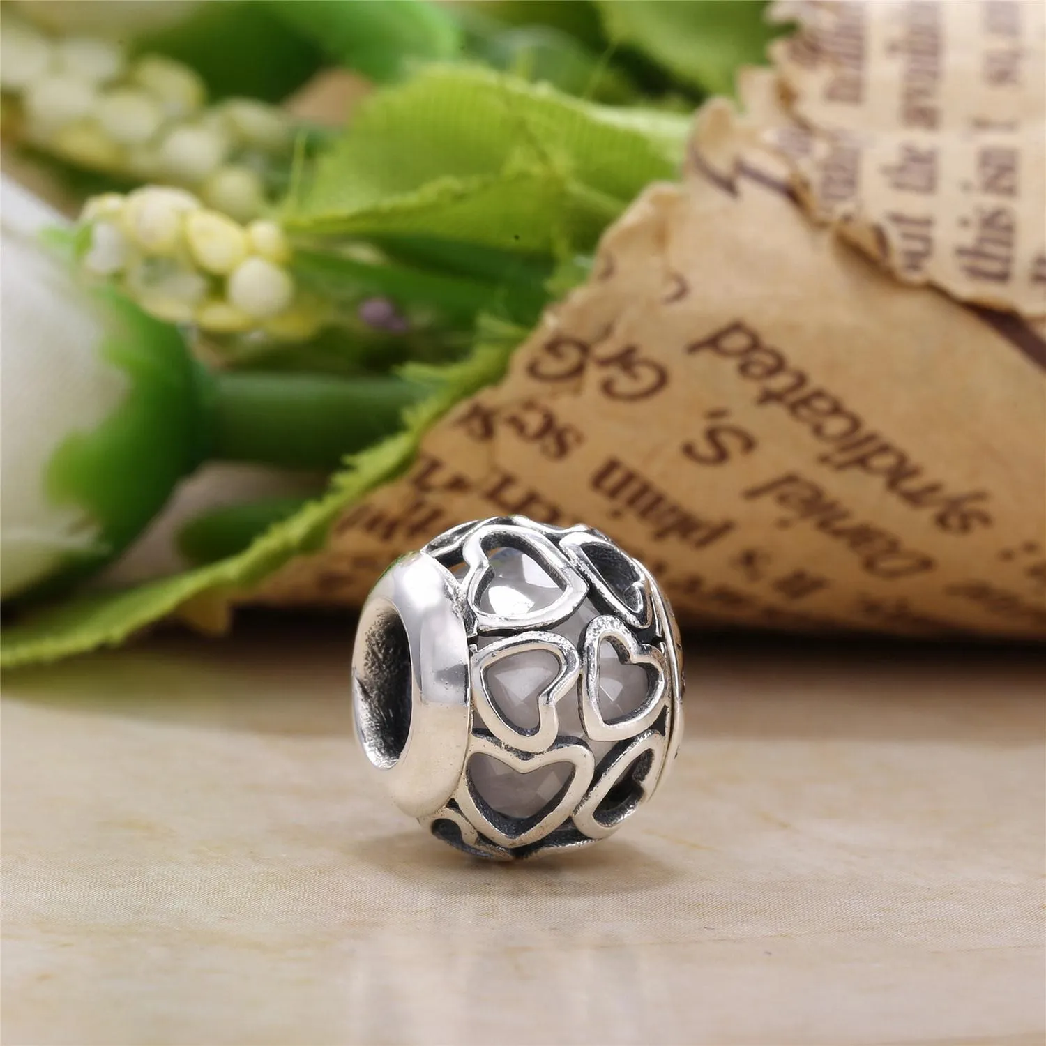 PANDORA Encased in Love, Opalescent White Crystal Charm - 792036NOW