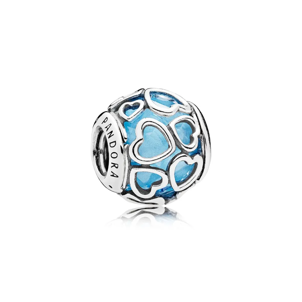 pandora encased in love sky blue crystal charm 792036nbs