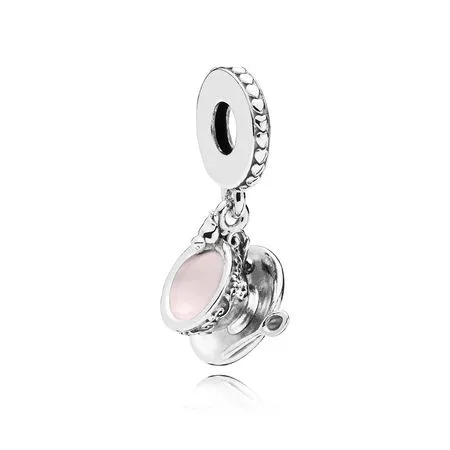 pandora enchanted tea cup dangle charm pale pink enamel 797064en160