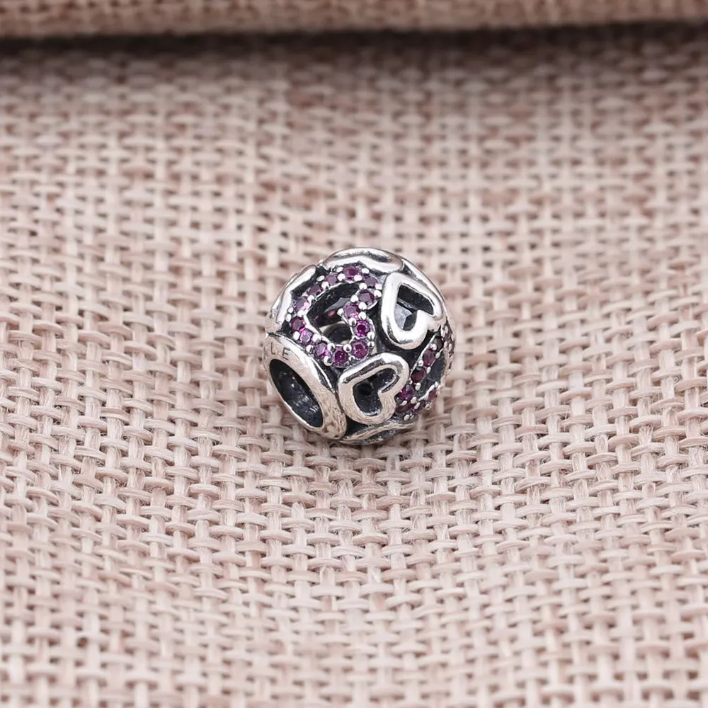 PANDORA Fancy Pink Falling In Love Openwork Charmora Charm - 791424CZS