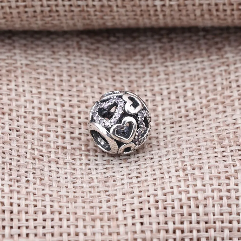 PANDORA Fancy Pink Falling In Love Openwork Charmora Charm - 791424CZS