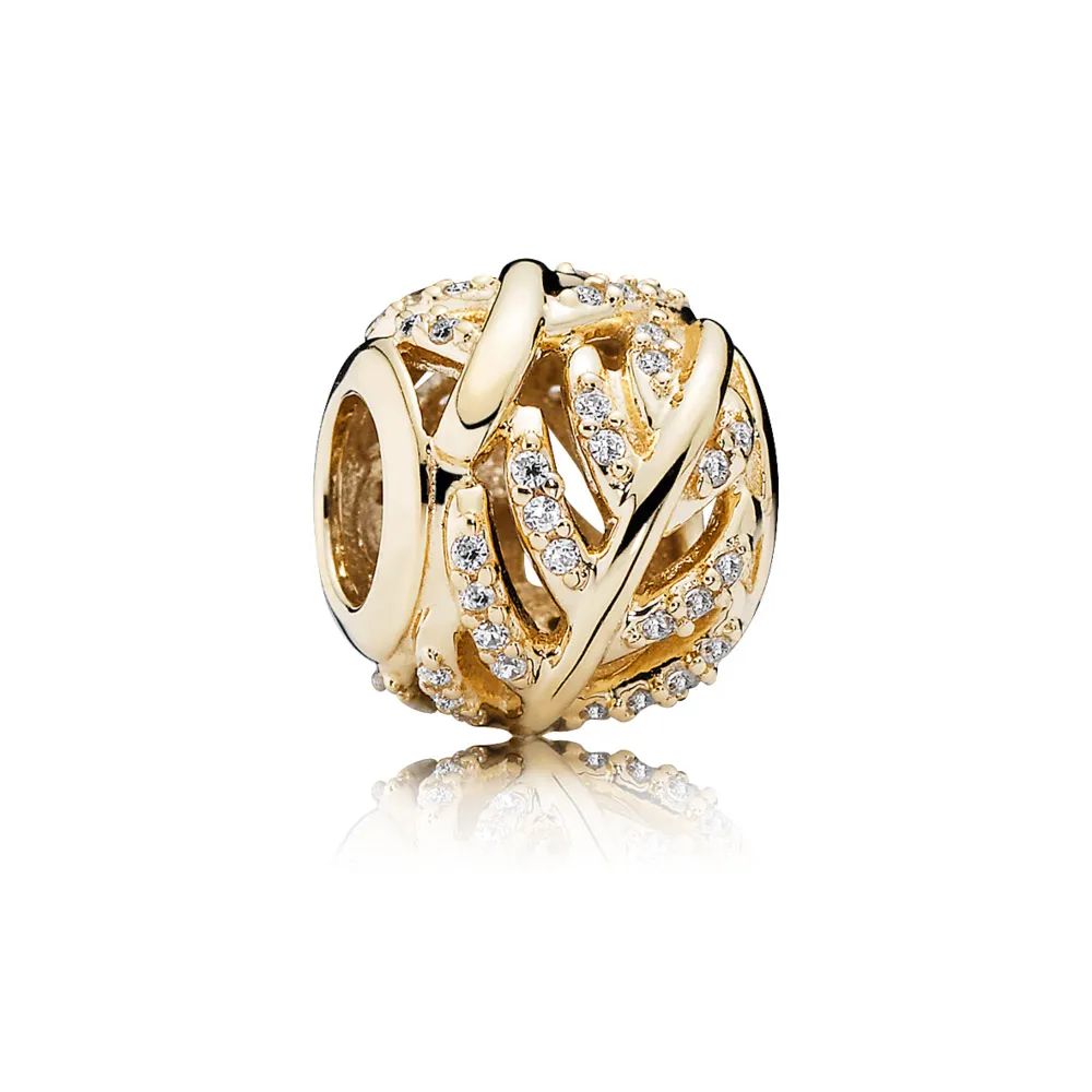 pandora feather gold charm with cubic zirconia charm 750831cz