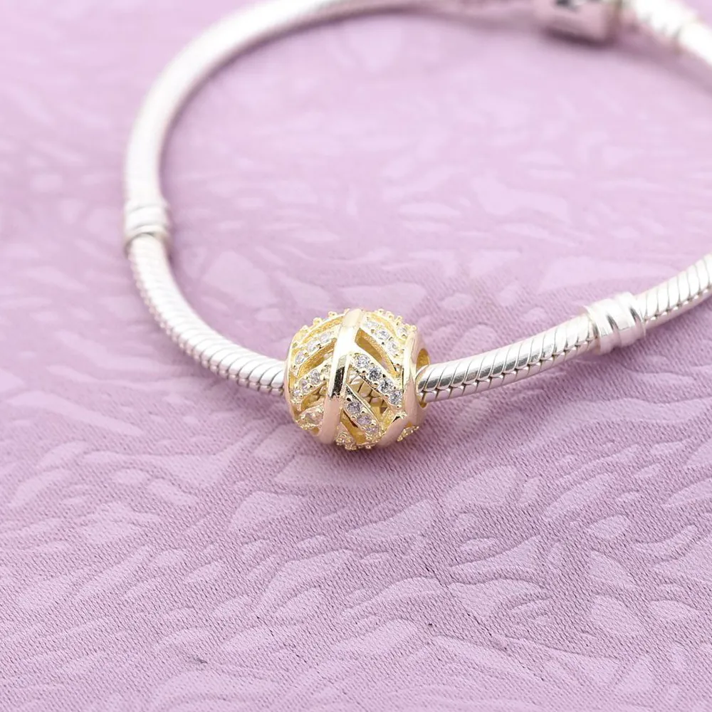 PANDORA Feather Gold Charm With Cubic Zirconia Charm - 750831CZ