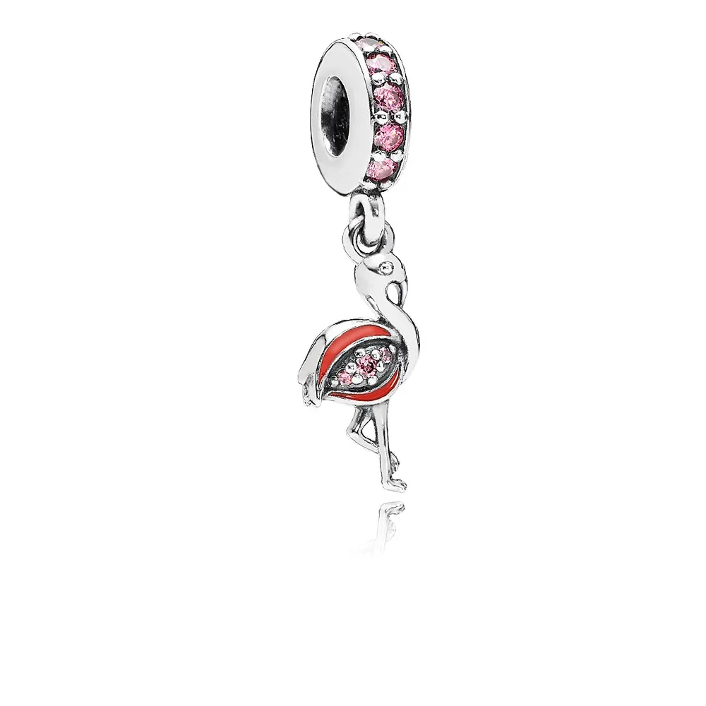 pandora flamingo dangle fancy pink cz orange enamel 791294czs