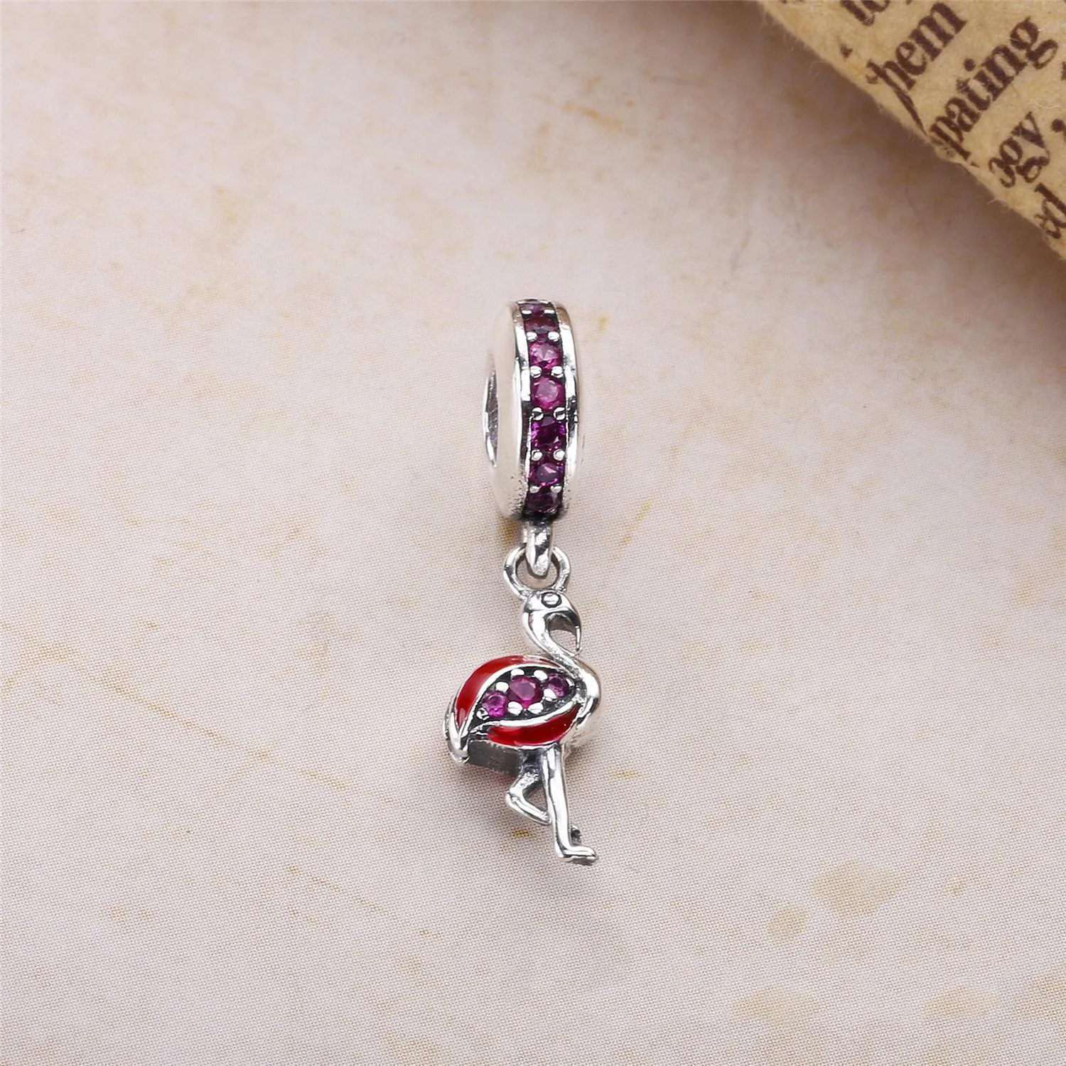 PANDORA Flamingo Dangle, Fancy Pink CZ Orange Enamel - 791294CZS