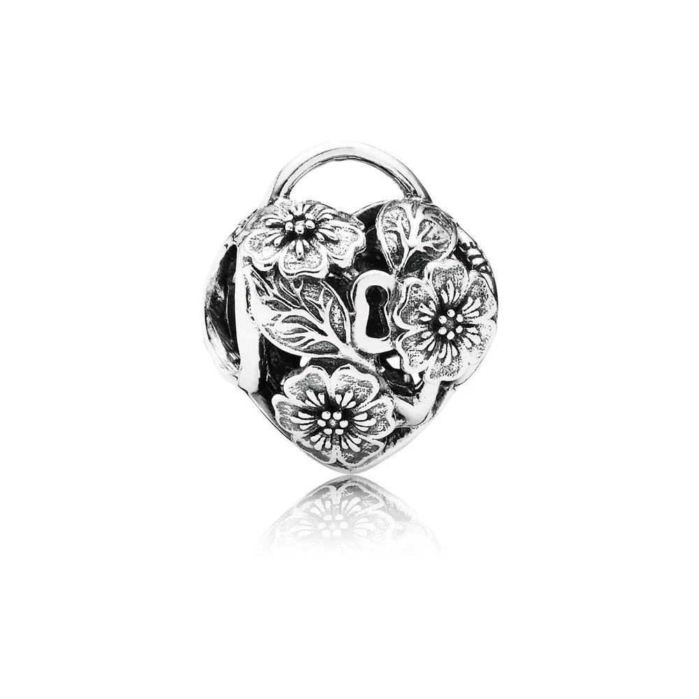 PANDORA Floral Heart Padlock Openwork Charm - 791397