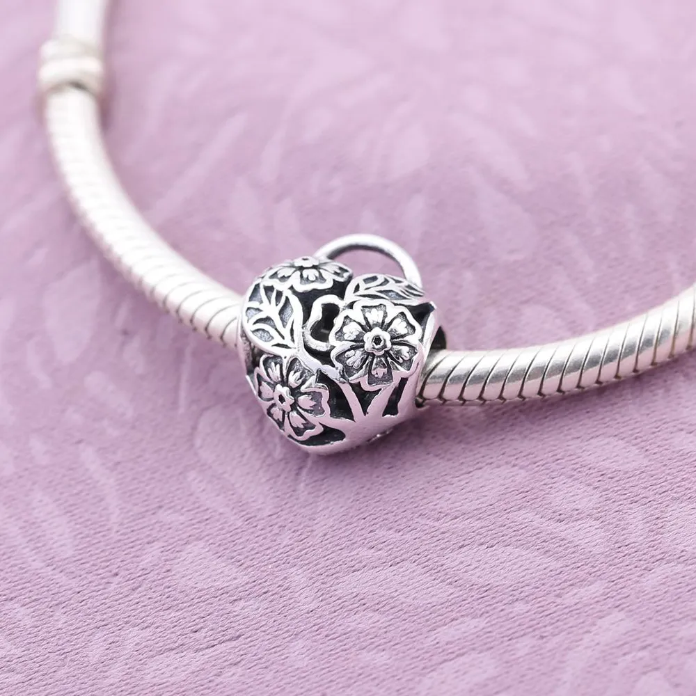 PANDORA Floral Heart Padlock Openwork Charm - 791397