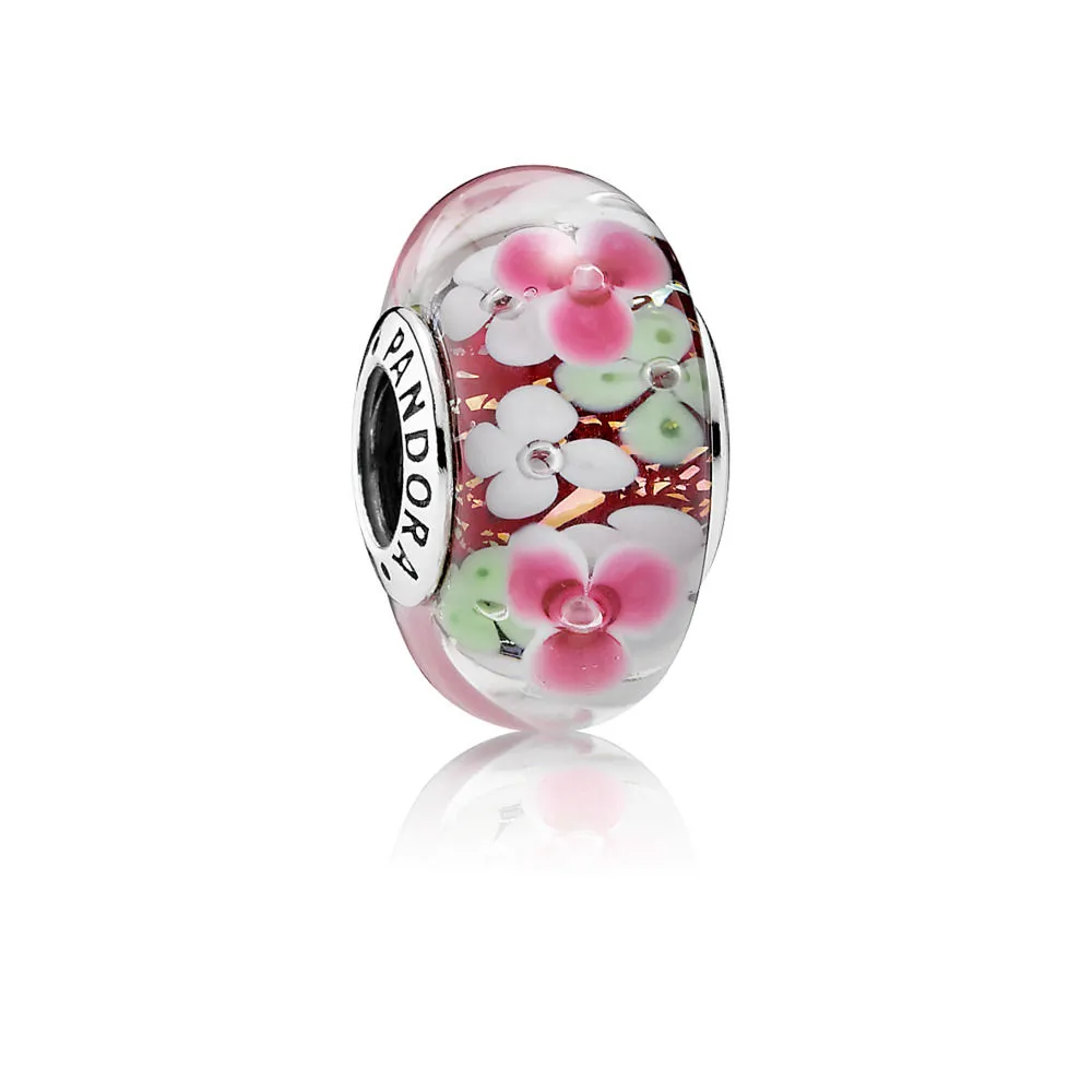 pandora flower garden murano silver charm 791652