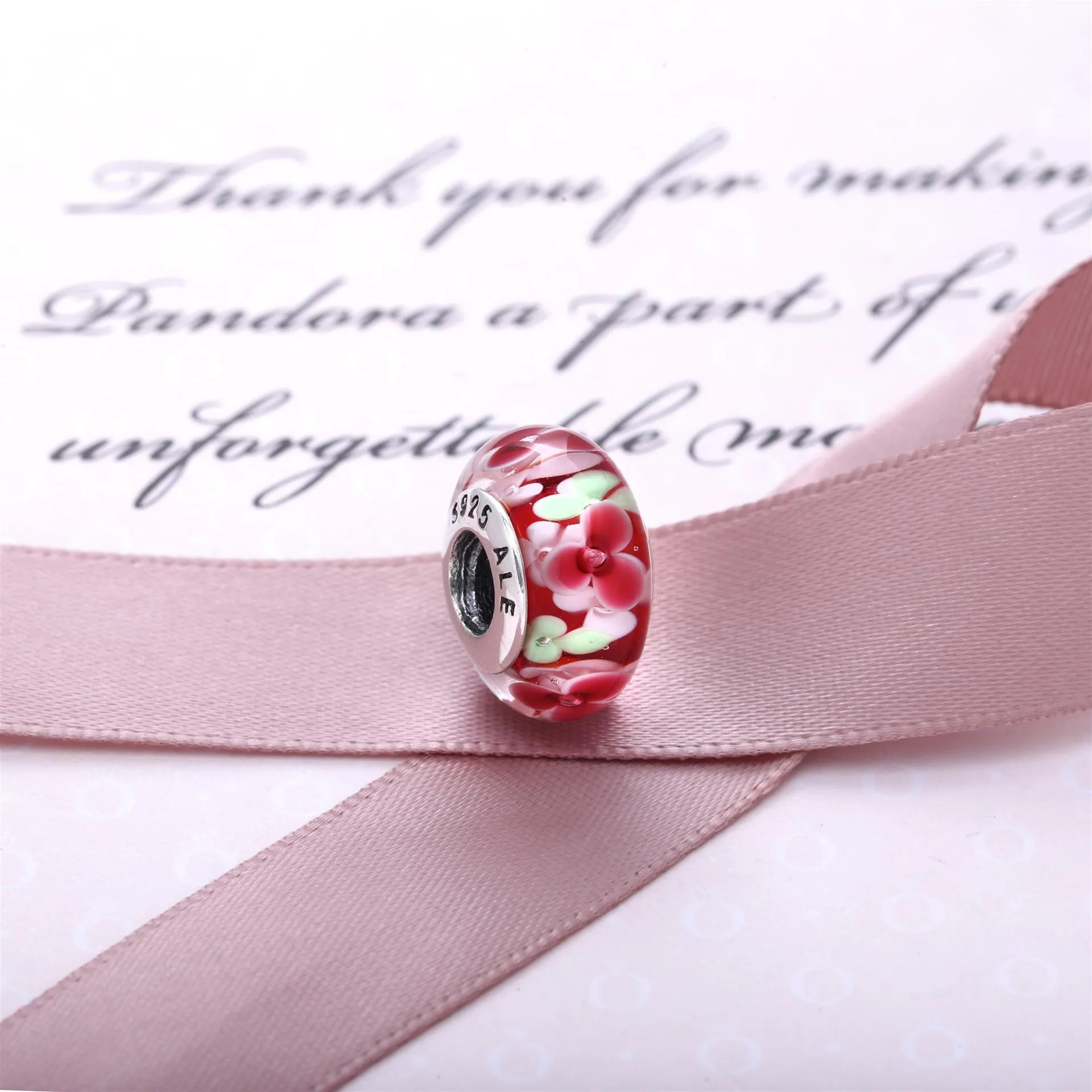 PANDORA Flower Garden Murano Silver Charm - 791652