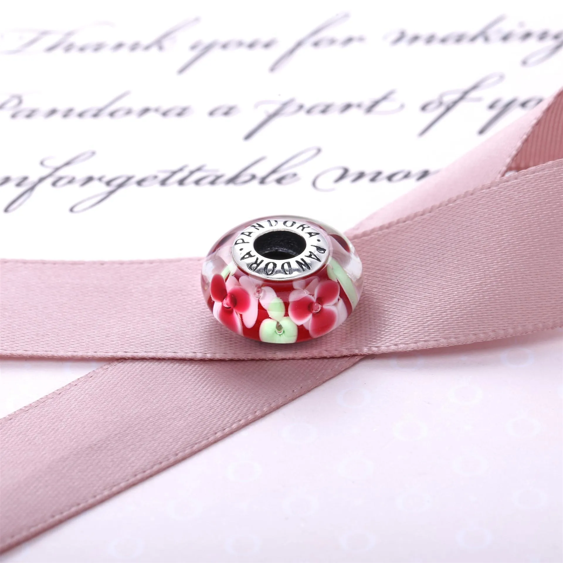 PANDORA Flower Garden Murano Silver Charm - 791652