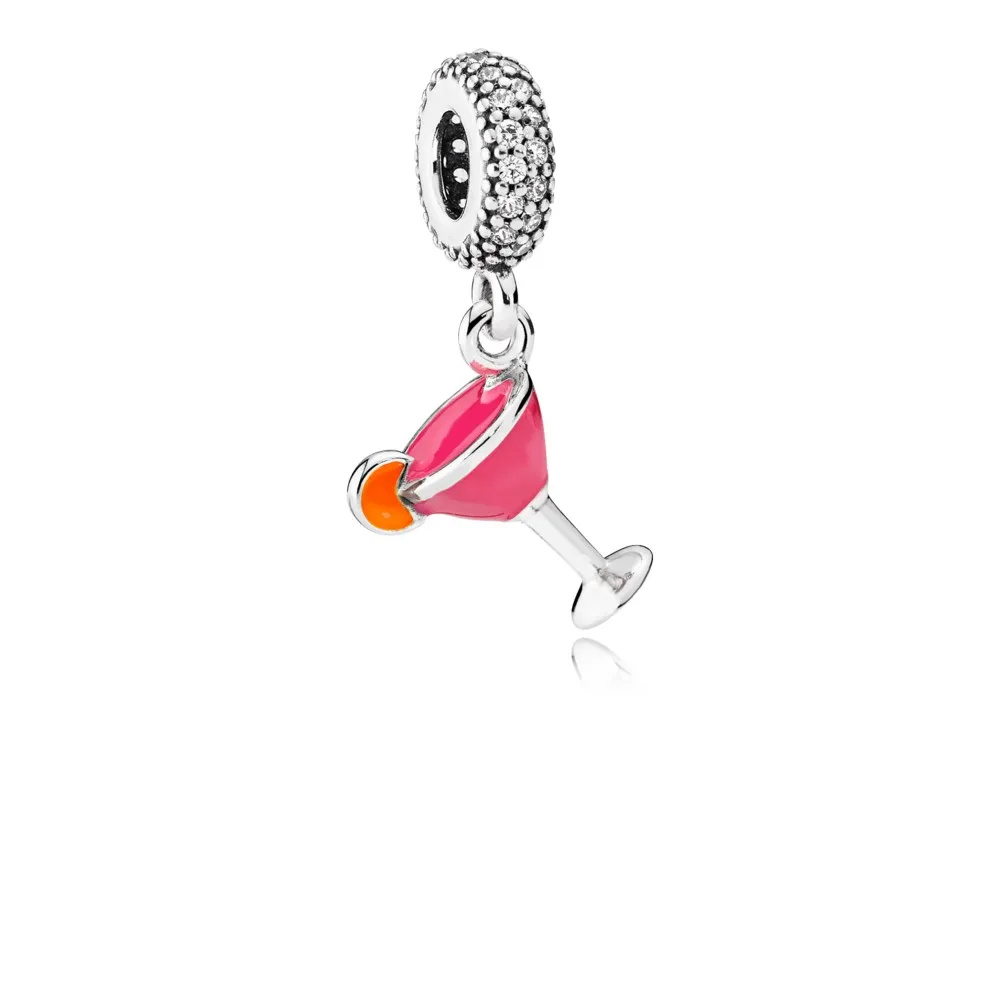 PANDORA Fruity Cocktail, Mixed Enamel Clear CZ Dangle Charm - 792153ENMX