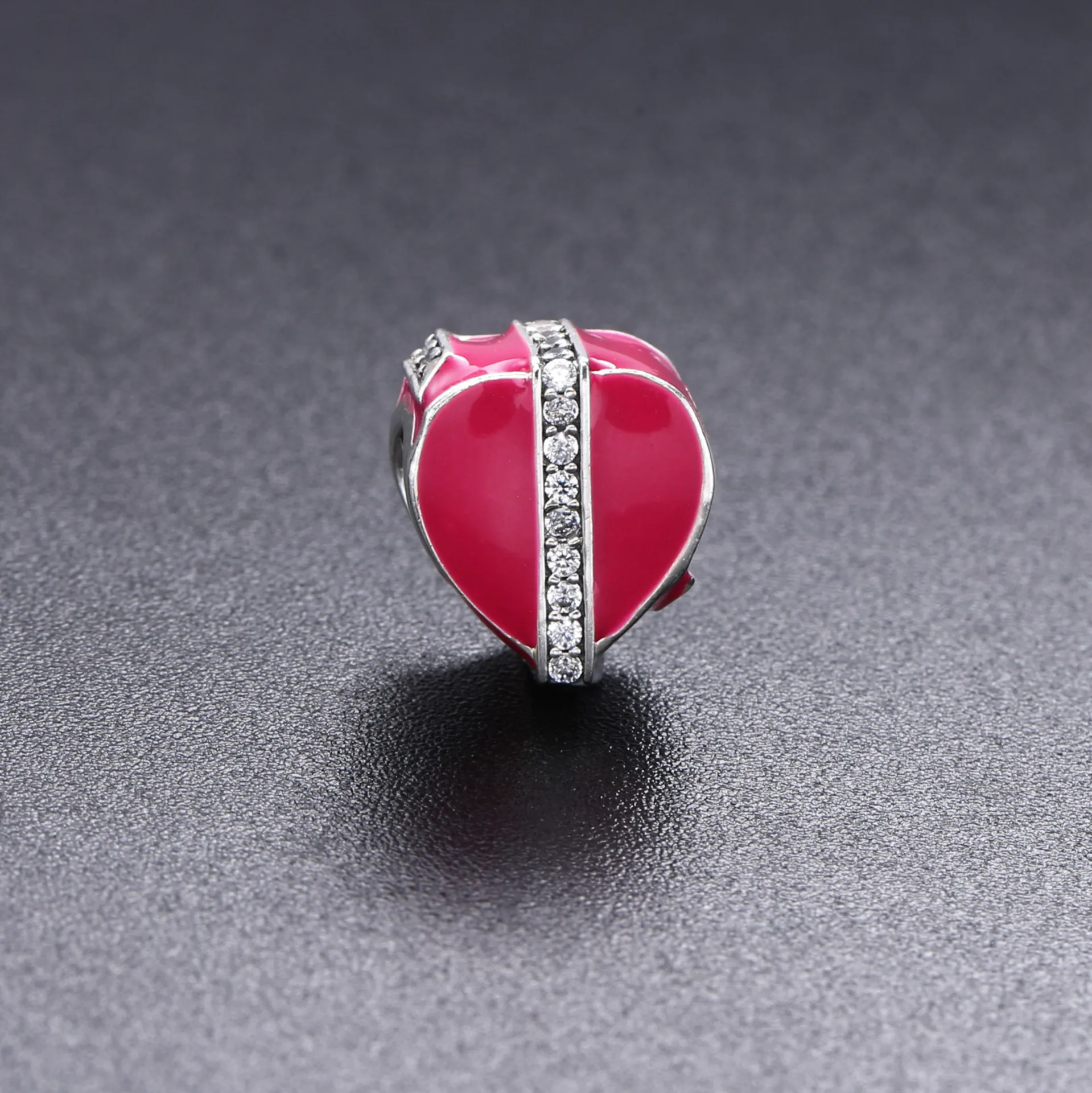 PANDORA Gifts of Love Charm, Magenta Enamel Clear CZ - 792047CZ