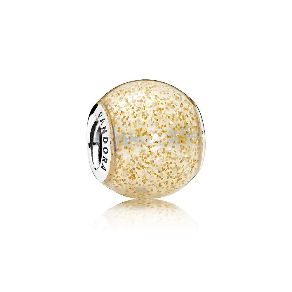 pandora glitter ball golden glitter enamel charm 796327en146