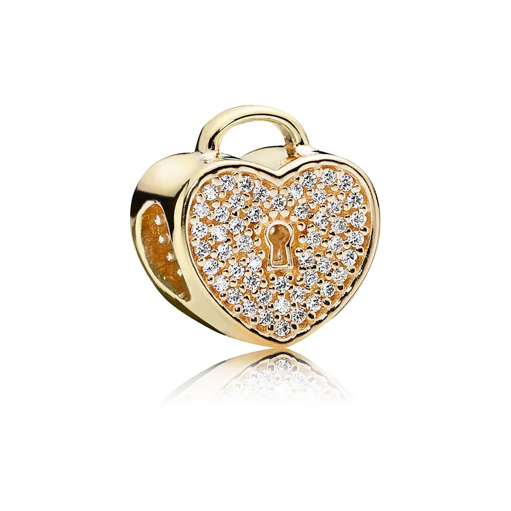 PANDORA Gold Heart Lock Charm - 750833CZ