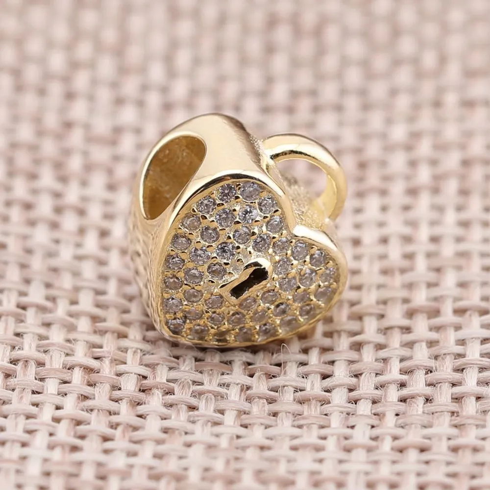 PANDORA Gold Heart Lock Charm - 750833CZ