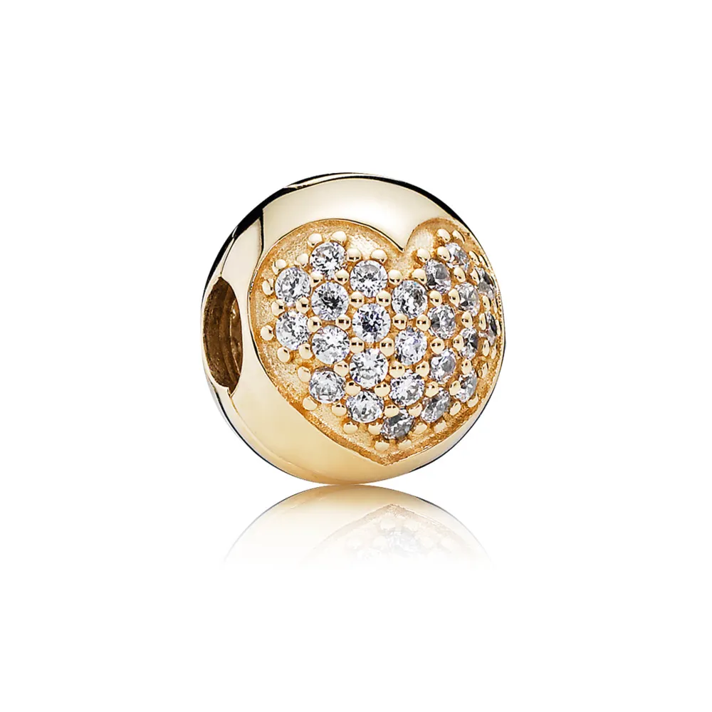 pandora gold pavé heart clip 750832cz