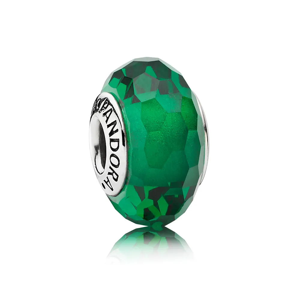 pandora green faceted murano bead 791619