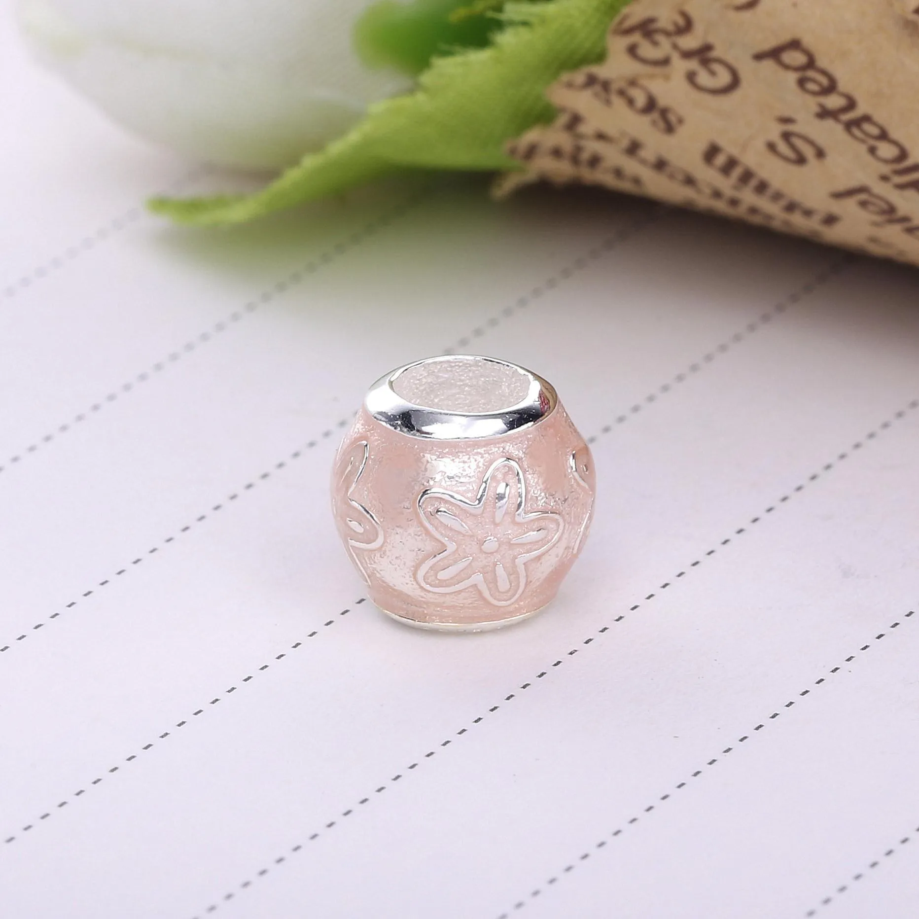 PANDORA HAPPINESS Charm, Transparent Cream Pink Enamel - 796087EN141