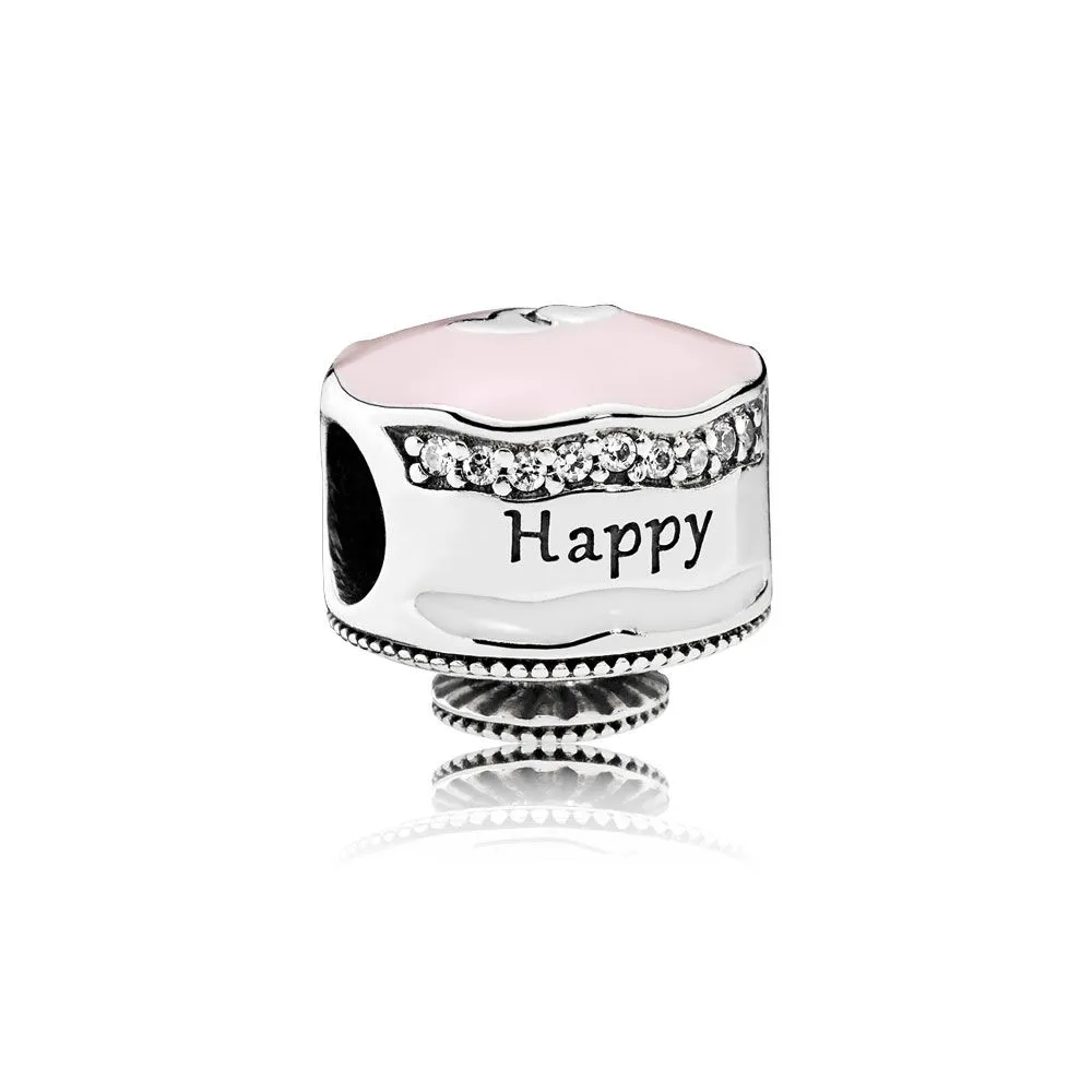 PANDORA Happy Birthday Cake Mixed Enamel Clear CZ Charm - 792061ENMX