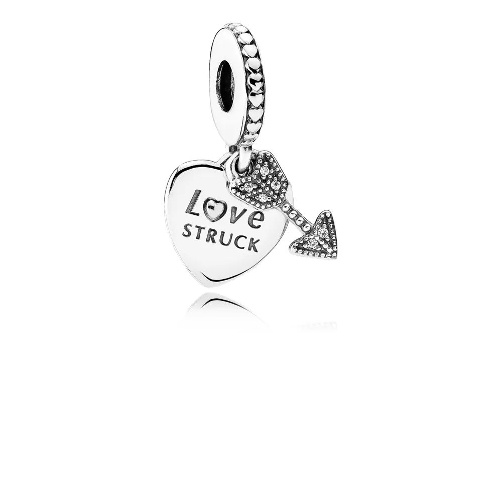 pandora heart and arrow silver dangle with clear cubic zirconia 792041cz