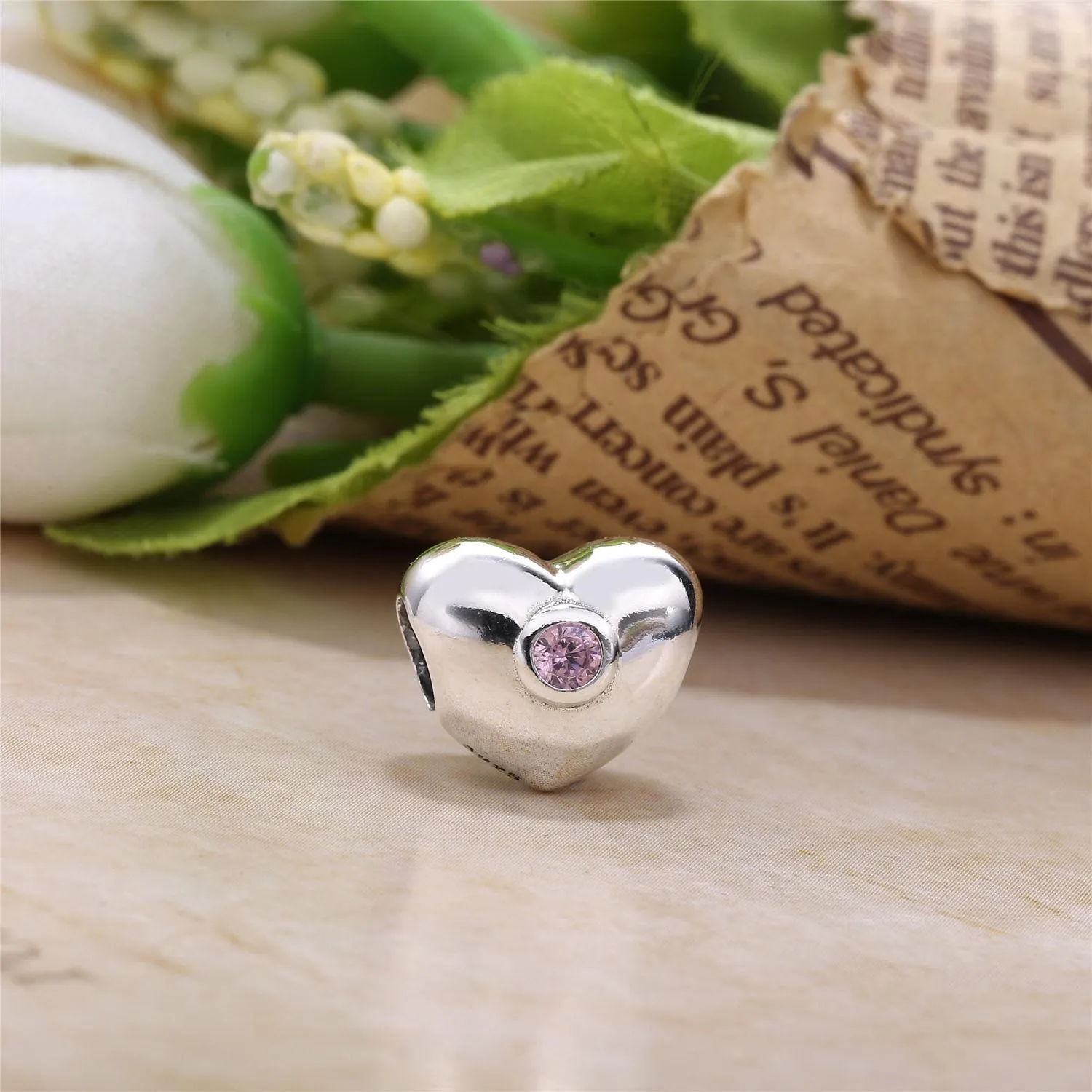 PANDORA Heart Charm, Pink CZ - 790134PCZ