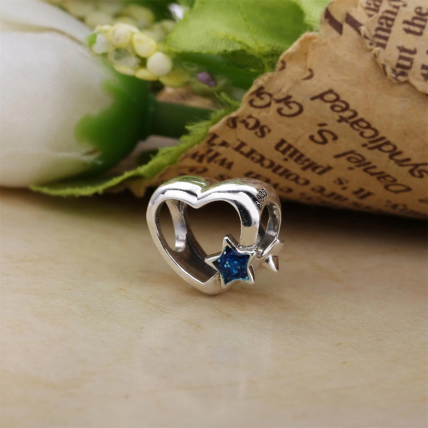 PANDORA Heart with star Charm - hz8B8pf6