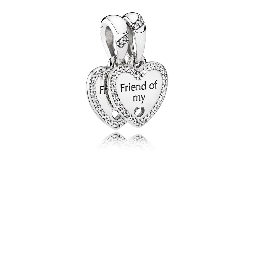 PANDORA Hearts of Friendship, Clear CZ Pendants Charm - 792147CZ