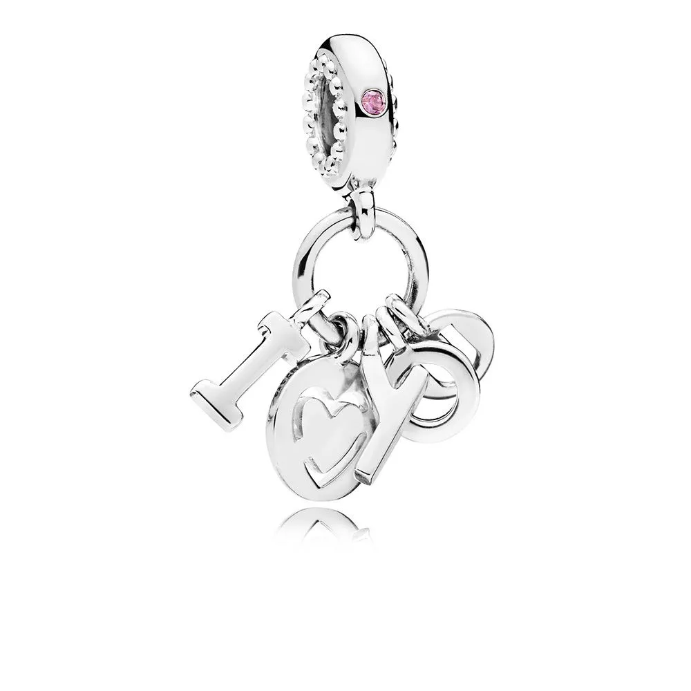 PANDORA I Love You Dangle Charm, Fancy Fuchsia Pink CZ - 796596FPC