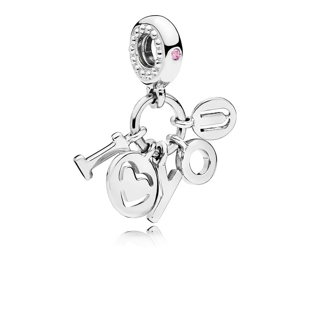 PANDORA I Love You Dangle Charm, Fancy Fuchsia Pink CZ - 796596FPC