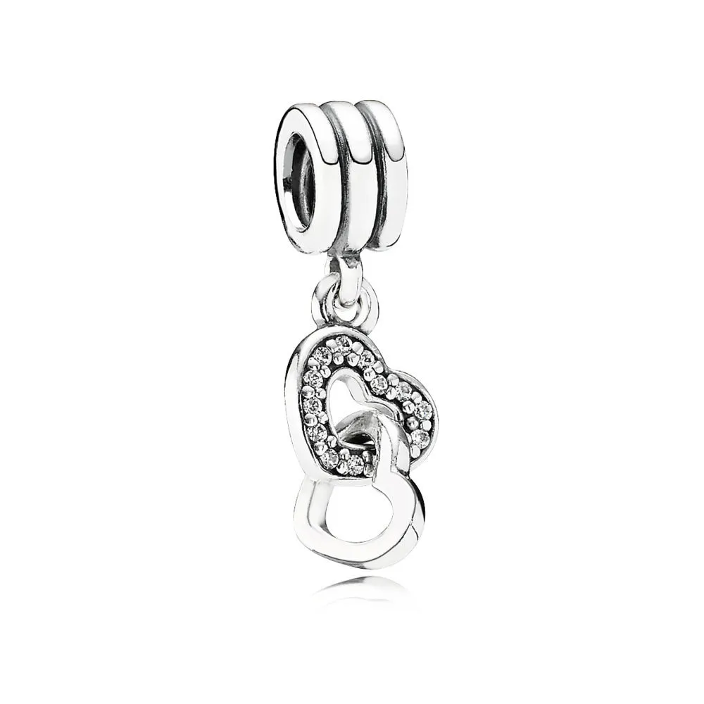 pandora interlocking heart pendant charm 791242cz