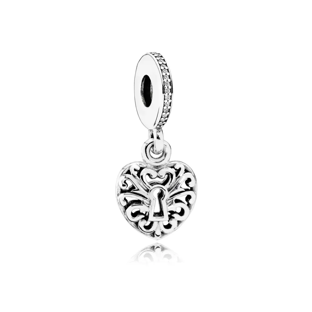 pandora intricate heart lock pendant charm 791876cz