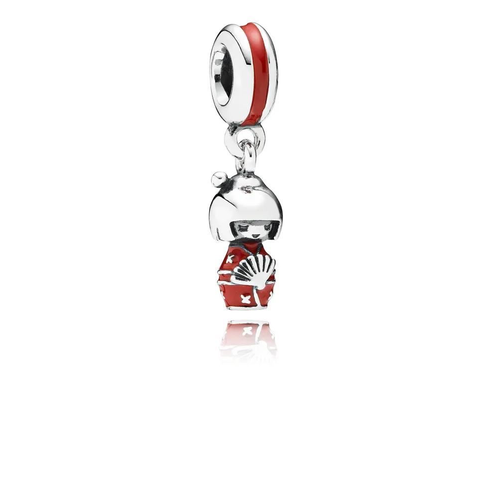 pandora japanese doll red enamel pendant charm 791368en09