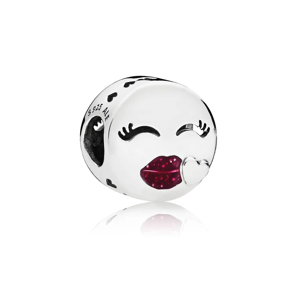 pandora kiss charm cerise glitter enamel 796561en152