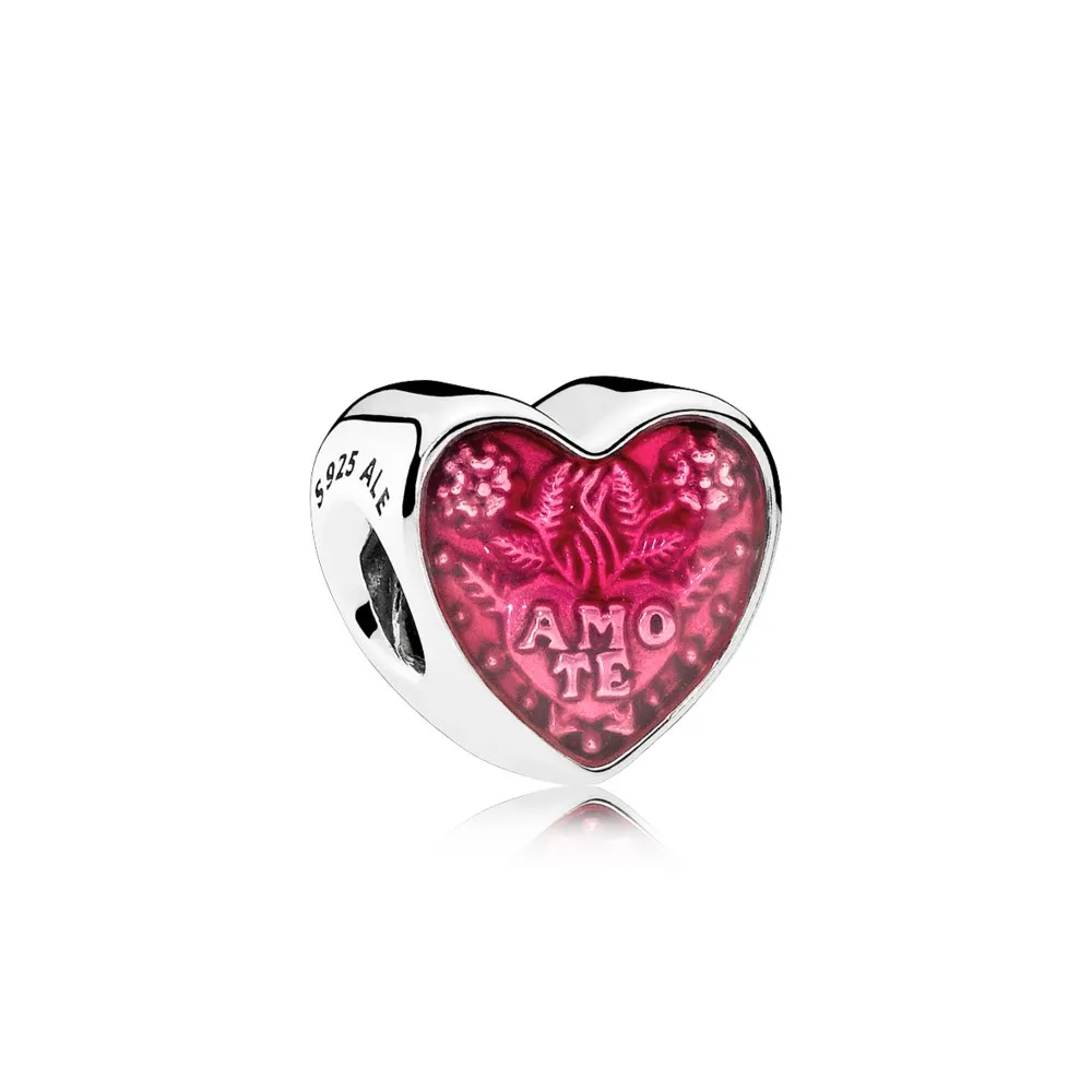 pandora latin love heart charm transparent cerise enamel 792048en117