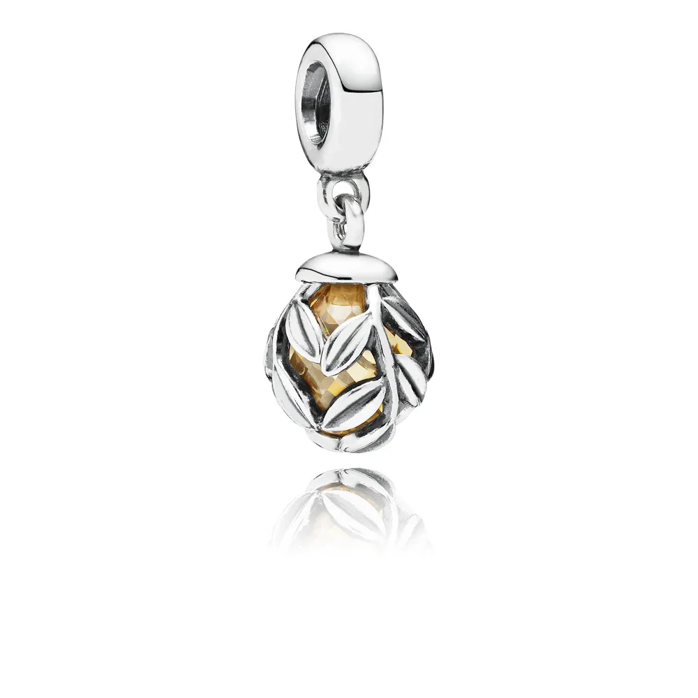 PANDORA Laurel Leaves, Golden Colored Cz Pendant Charm - 791407CCZ