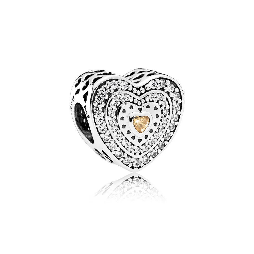 pandora lavish heart fancycolored clear cz charm 792081fcz