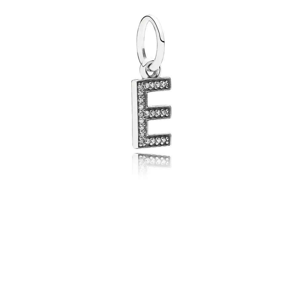 pandora letter e dangle charm 791317cz