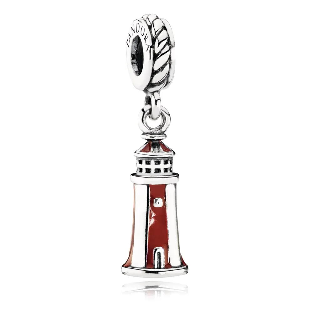 PANDORA Lighthouse Dangle, red white enamel - 791137EN42