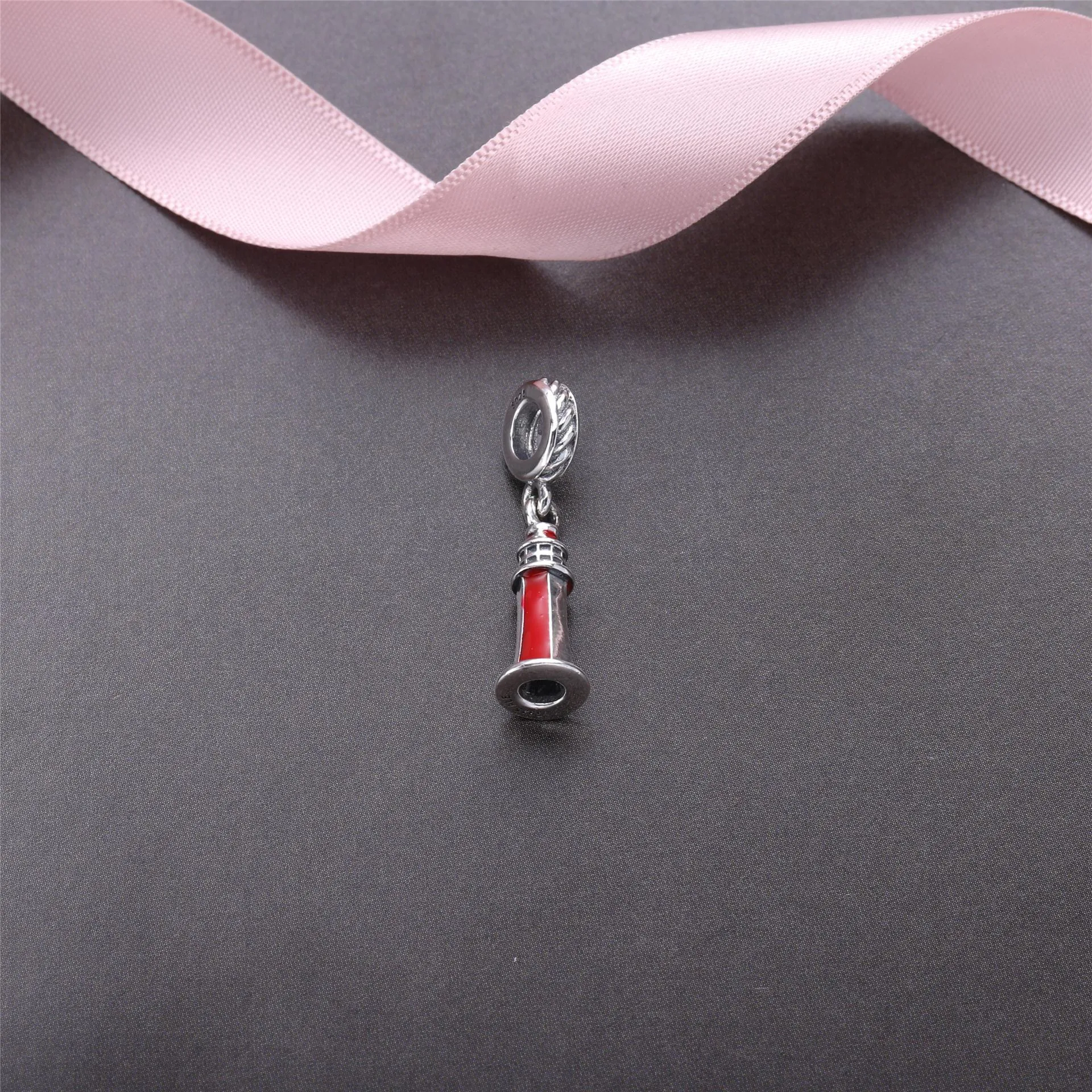 PANDORA Lighthouse Dangle, red white enamel - 791137EN42