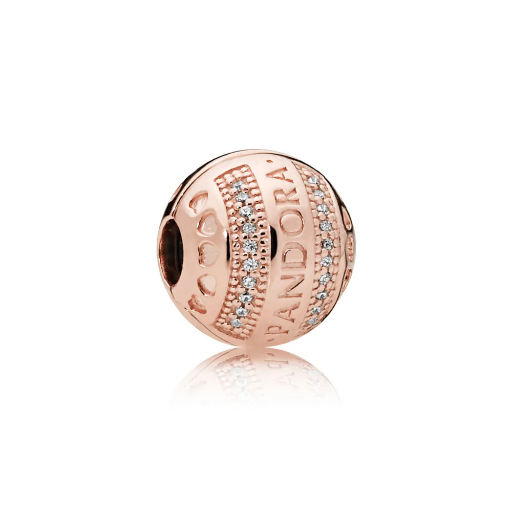 pandora logo rose gold hearts clip 787433cz