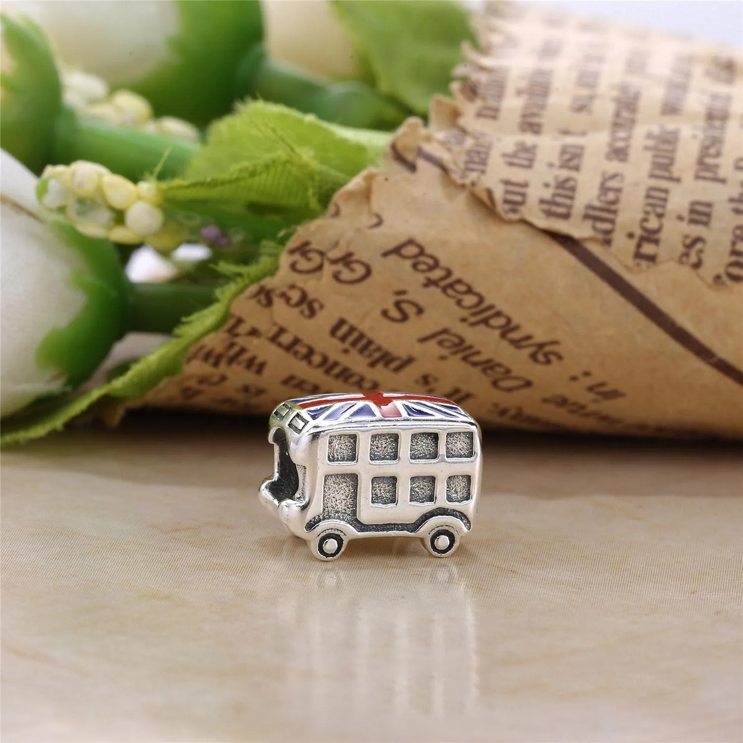 PANDORA London bus Charm, blue red enamel - 791049ER