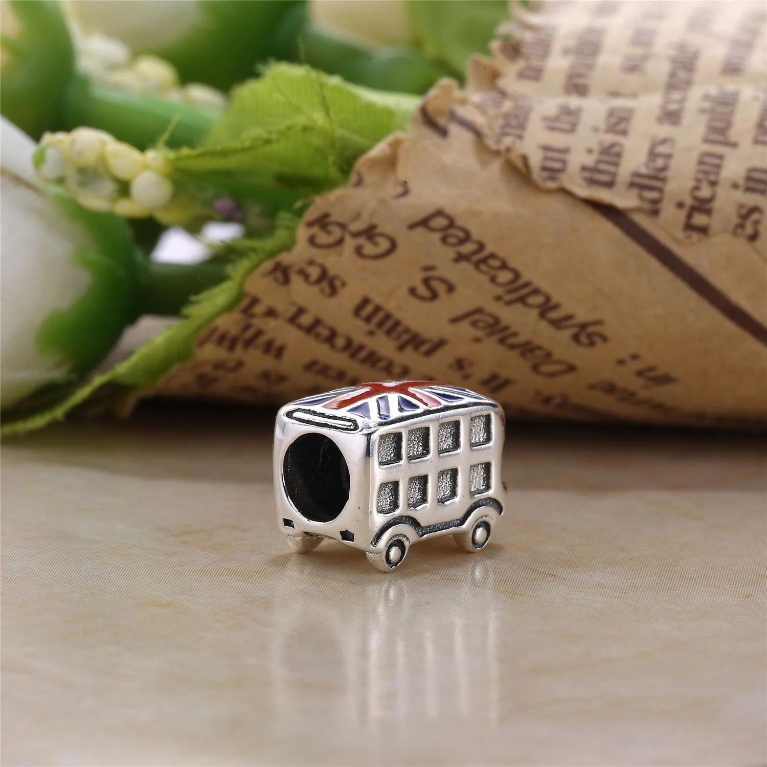 PANDORA London bus Charm, blue red enamel - 791049ER