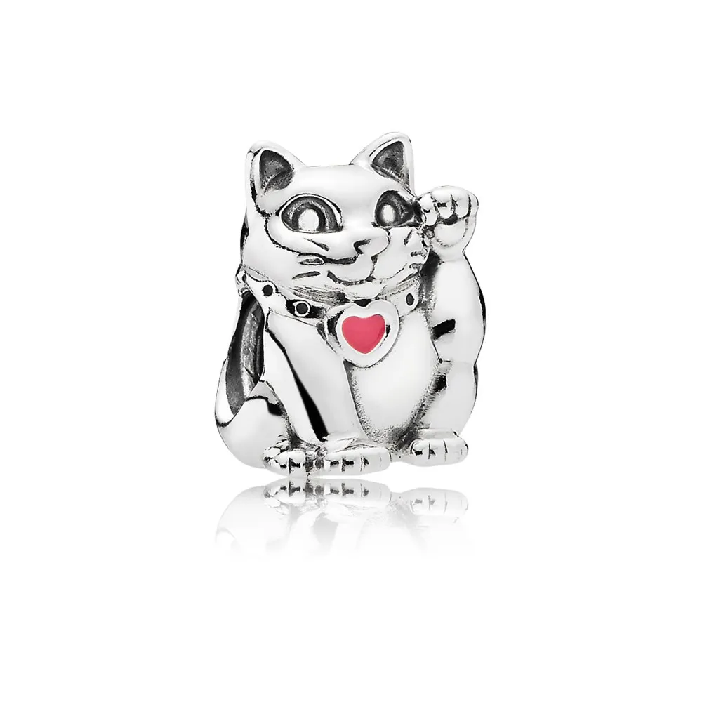 pandora lucky cat charm pink enamel 790989en05